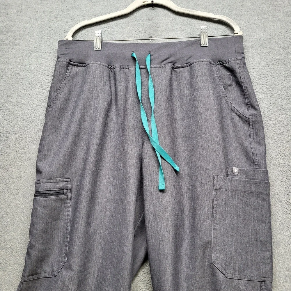 FIGS Women Scrub Pants XLT Gray Yola Skinny Cargo Pockets 31